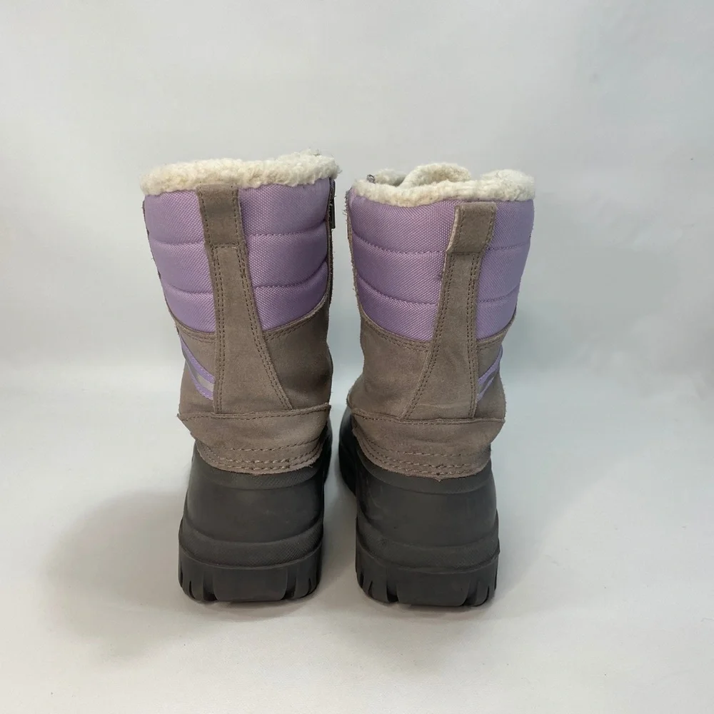 Lands End Youth 6M Winter Snow Boots Gray Purple Insulated All Weather Waterprof